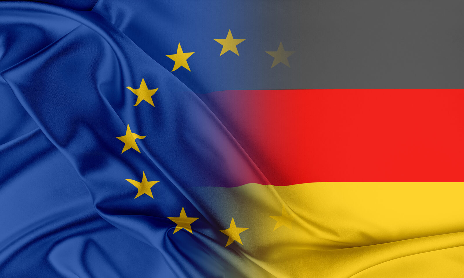 Eine europäische und deutsche Fahne